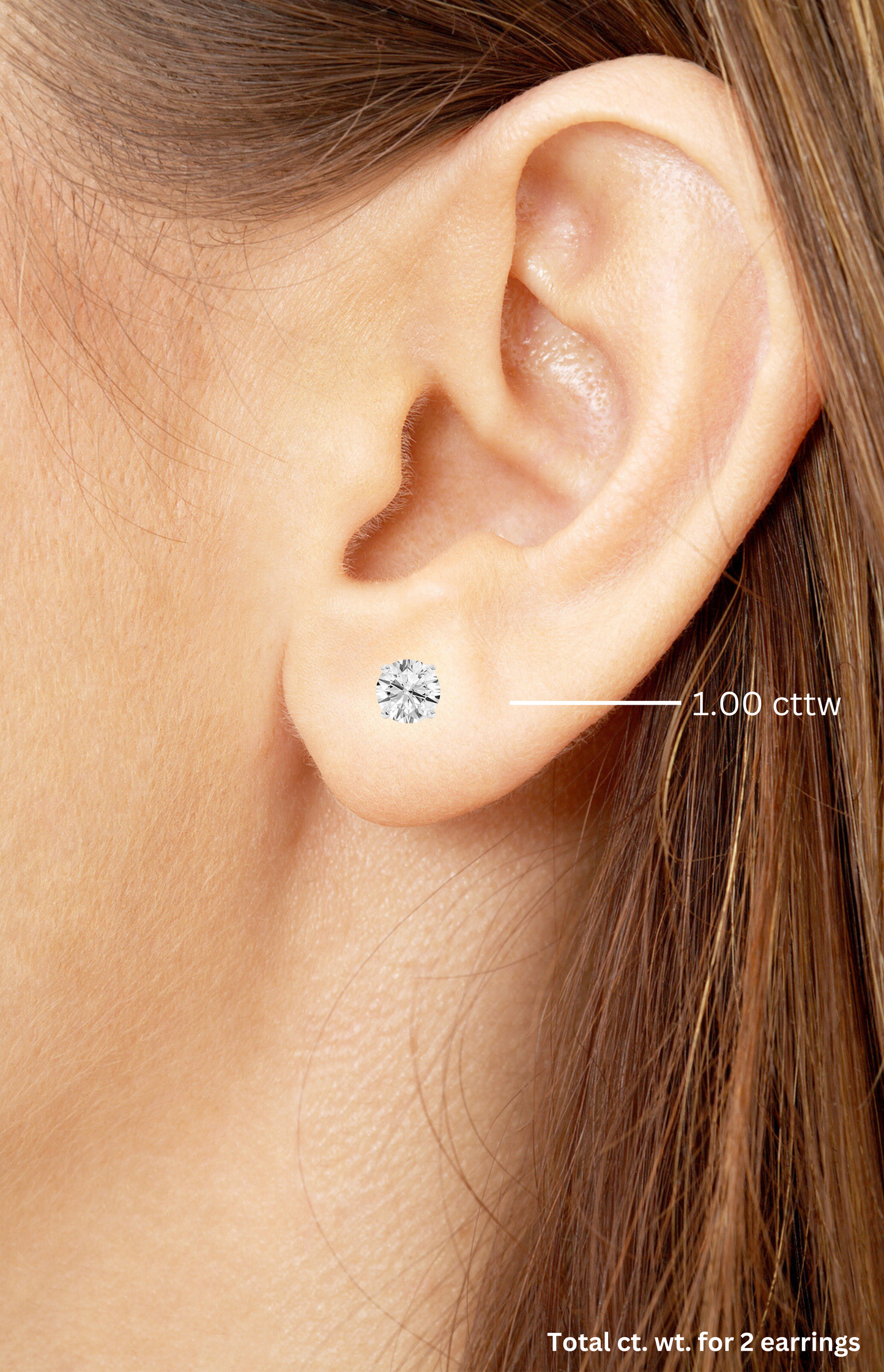 14k Lab Grown Round Diamond Studs with Friction Post & Nut (1 ct. tw.)