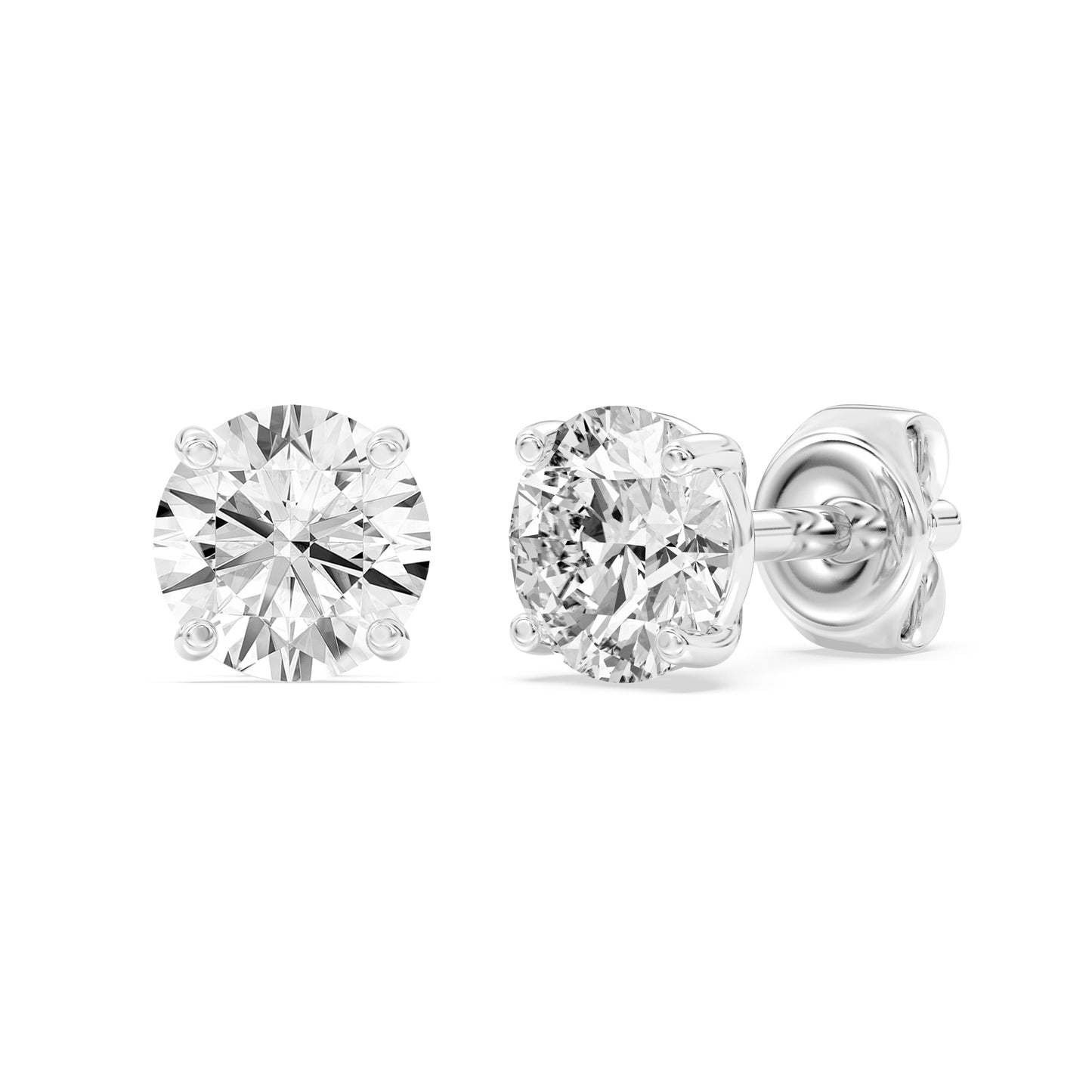 14k Lab Grown Round Diamond Studs with Friction Post & Nut (1 ct. tw.)